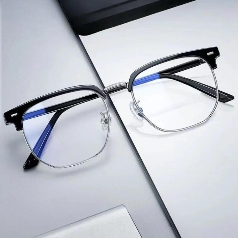 2PCS Light Frame Anti Blue Glasses Transparent Black Optical Glasses Women Men Square Eyewear Blocking eyeglasse