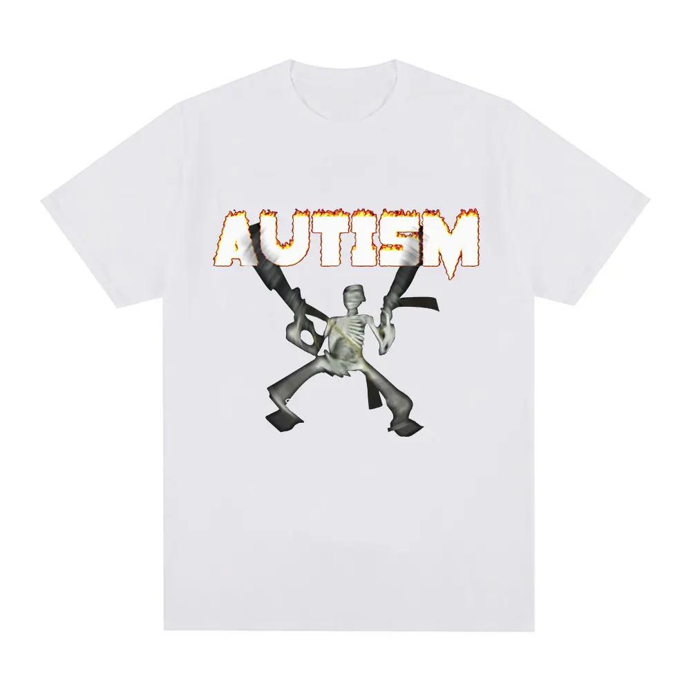Autism Skeleton Meme T Shirt Humor Funny Skull Men Women Fashion Hip Hop T-shirt Casual Cotton Short Sleeve Harajuku T-shirts