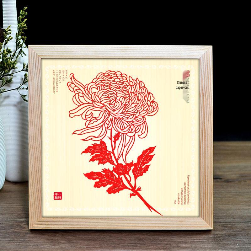 Envious Chinese Porcelain-Style Red Fu Paper-Cut Photo Frame: New Year Housewarming Gift