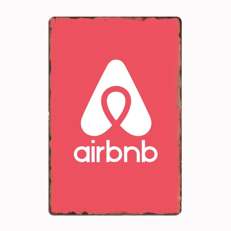 Vintage Airbnb Logo 1 Metallskilt Plakat Veggdekor Kino Stue Veggmaleri Morsomt Blikkskilt Kjøkken Soverom Kafé Bar Pub Stue