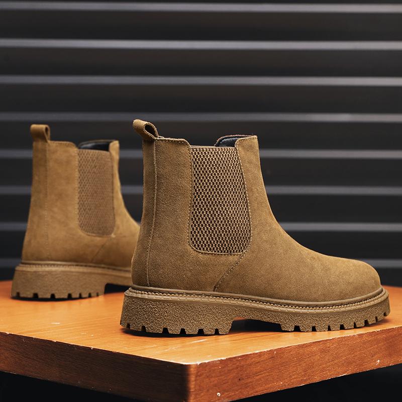 Italian Brand Men Chelsea Boots Genuine Leather Casual High Top Boots Antiskid Ankle Boots All-match Street Fashion Classic Boot
