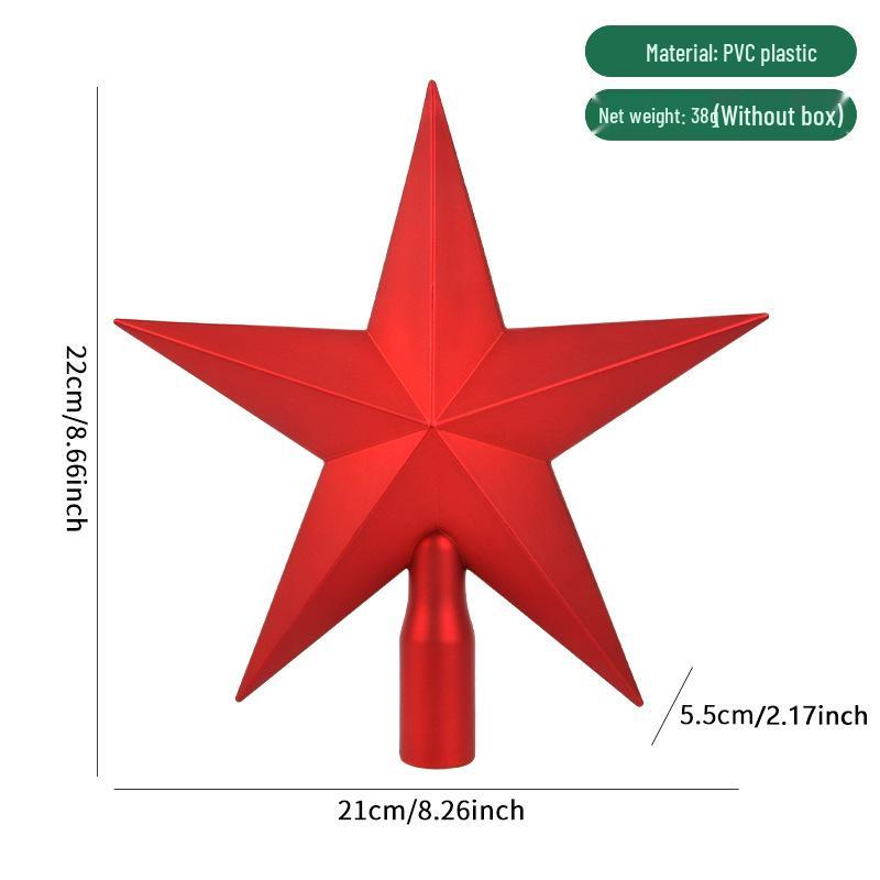 Electroplated 20CM Five-pointed Star Tree Topper for Christmas Decoration