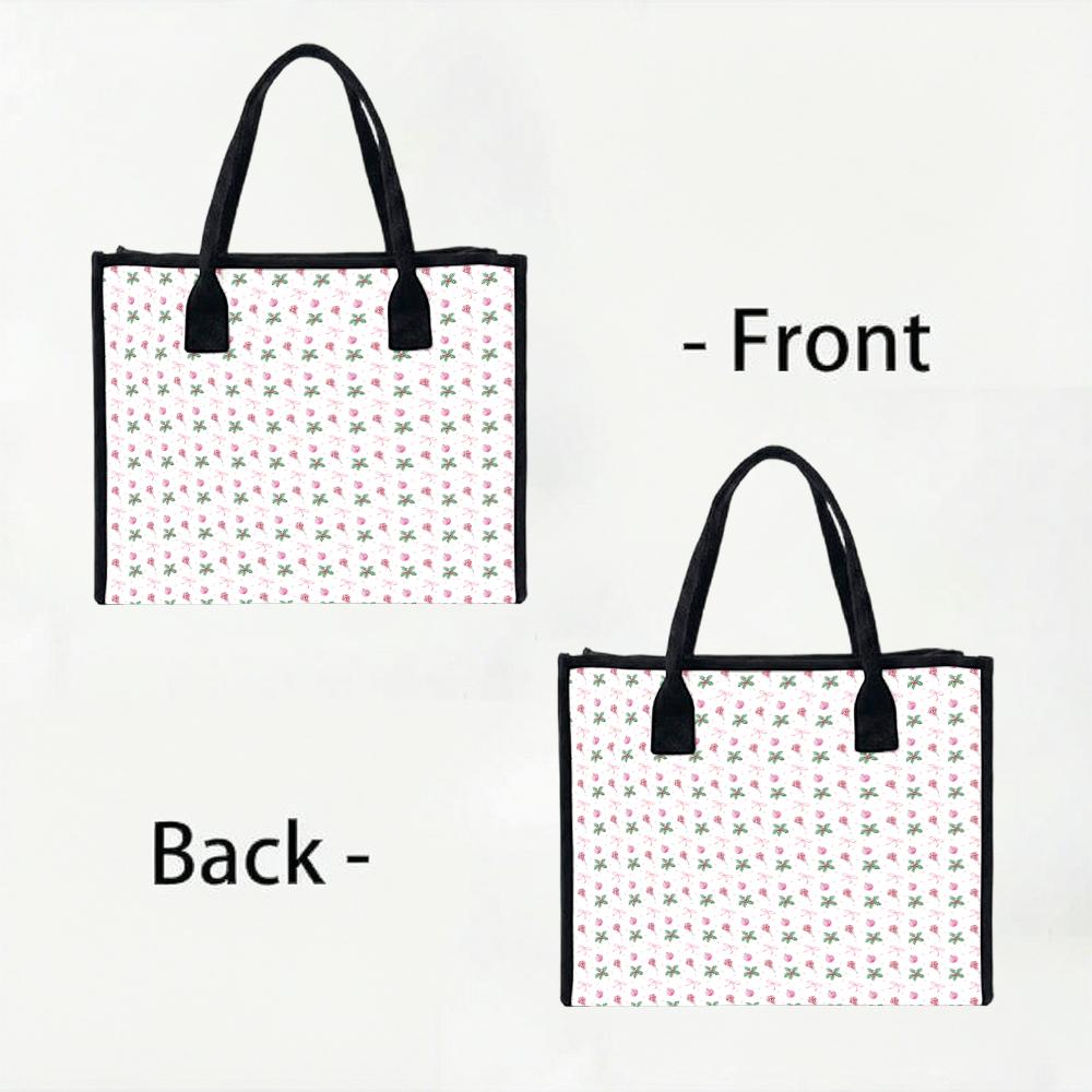 Cute Floral Print Shoulder Tote for Women Lightweight Daily Use Handbag for Shopping Work Travel Casual Commute Purse