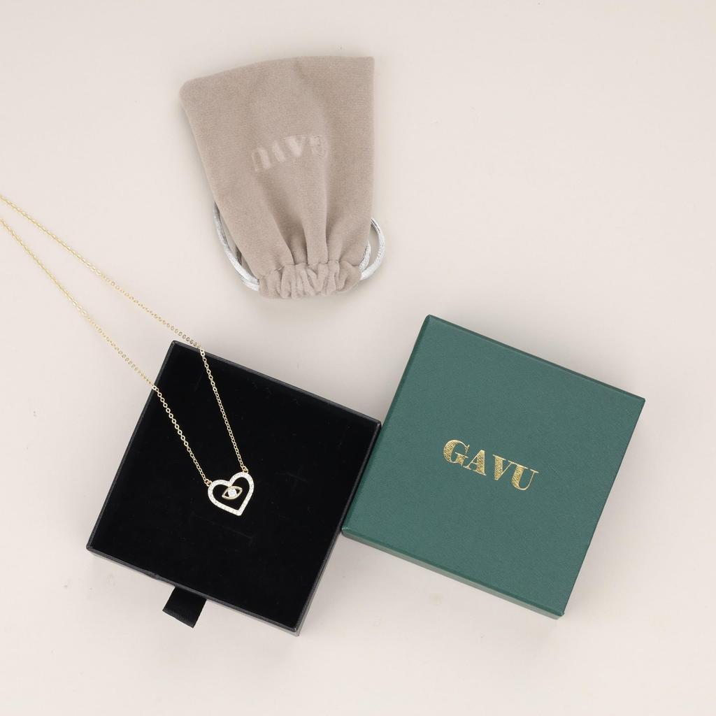 [GAVU] [Garb] 14K Gold Sterling Silver 925 CZ Evil Eye Heart Necklace for Women