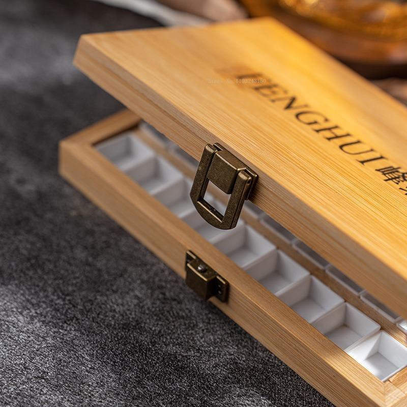 36/48 Grid Wooden Subpackage Pigment Storage Box Portable Art Outdoor Painting Watercolor Pigment Palette Mini Drawing Box