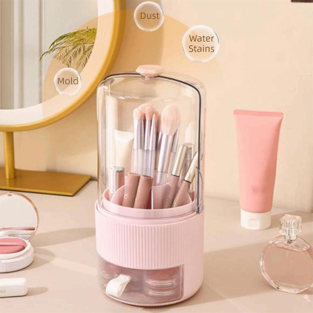 Plastic 360° Rotating Makeup Brush Holder Large Capacity Lipstick Eyebrow Pencil Holder  Bathroom