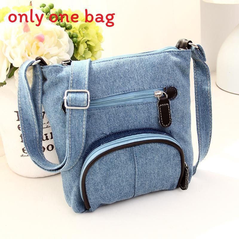 Borsa a Tracolla in Denim da Donna con Chiusura a Zip e Tasca Interna per Uso Quotidiano Casual