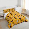 Halloween Dancing Skeletons Bedding set (1 duvet cover, 2 pillowcases, duvet not included), RIP Tombstones Witch Hats Bats Orange Pattern Art Print