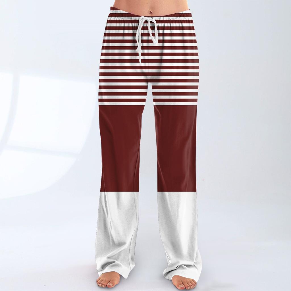 Damen Pyjamahose Nachtwäsche Lässige Hose mit Kordelzug und elastischer Taille Bequeme gerade lockere Yogahose