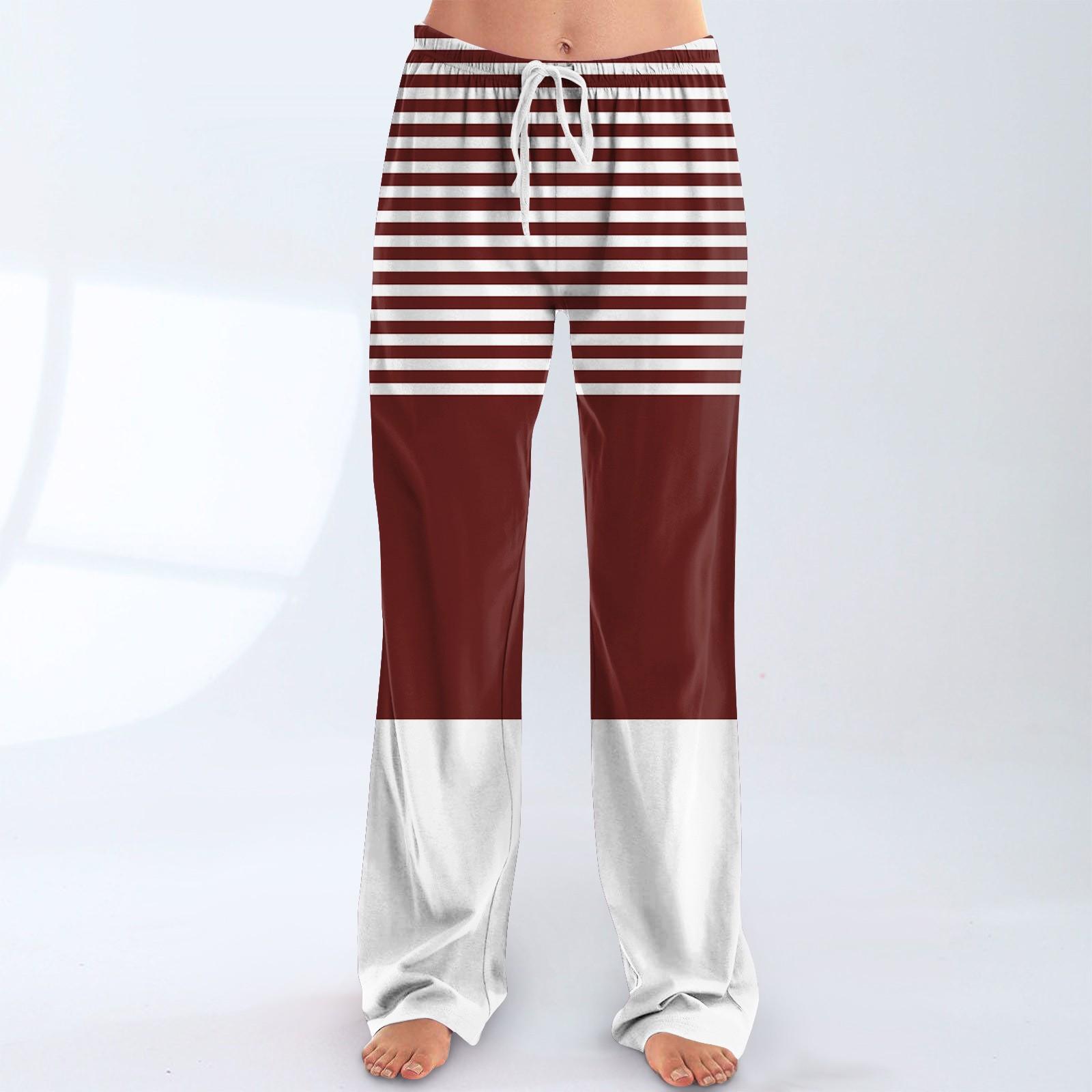 

Женские пижамные штаны, одежда для сна, повседневные брюки с эластичной резинкой на талии, удобные прямые свободные брюки для йоги XL винный