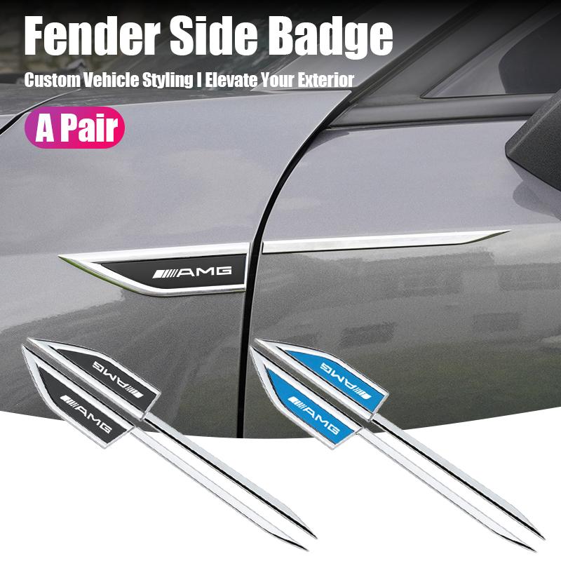 BQAZ9 Car Decoration Metal Sticker Side Leaf Body Accessories For Mercedes Benz AMG W205 W204 W206 W213 W212 W211 W222 W221 W177 W176