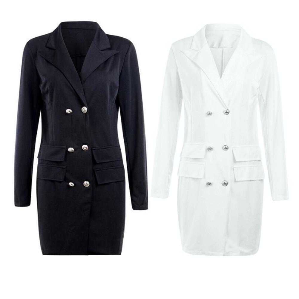 Blazer Sleeve Breasted  Formal Work Bodycon Dress  Women  Long  Double