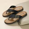 Men's Buckle Decor Flip Flops Non-slip Thick Sole Thong Sandals Casual Summer Beach Slippers