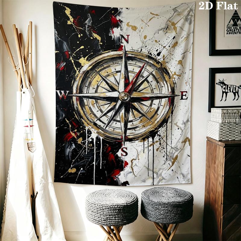 Compass Wall Tapestry Aesthetic Wall Hanging Printed Fabric Blanket Decorative Tapestries for Bedroom Living Room Home Decor