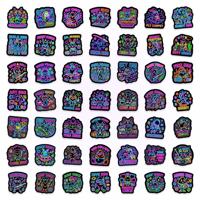 10/30/50PCS Cartoon Neon Happy Animals Sticky PVC Sticker DIY Laptop Luggage Skateboard Decoration Scrapbooking for Kids