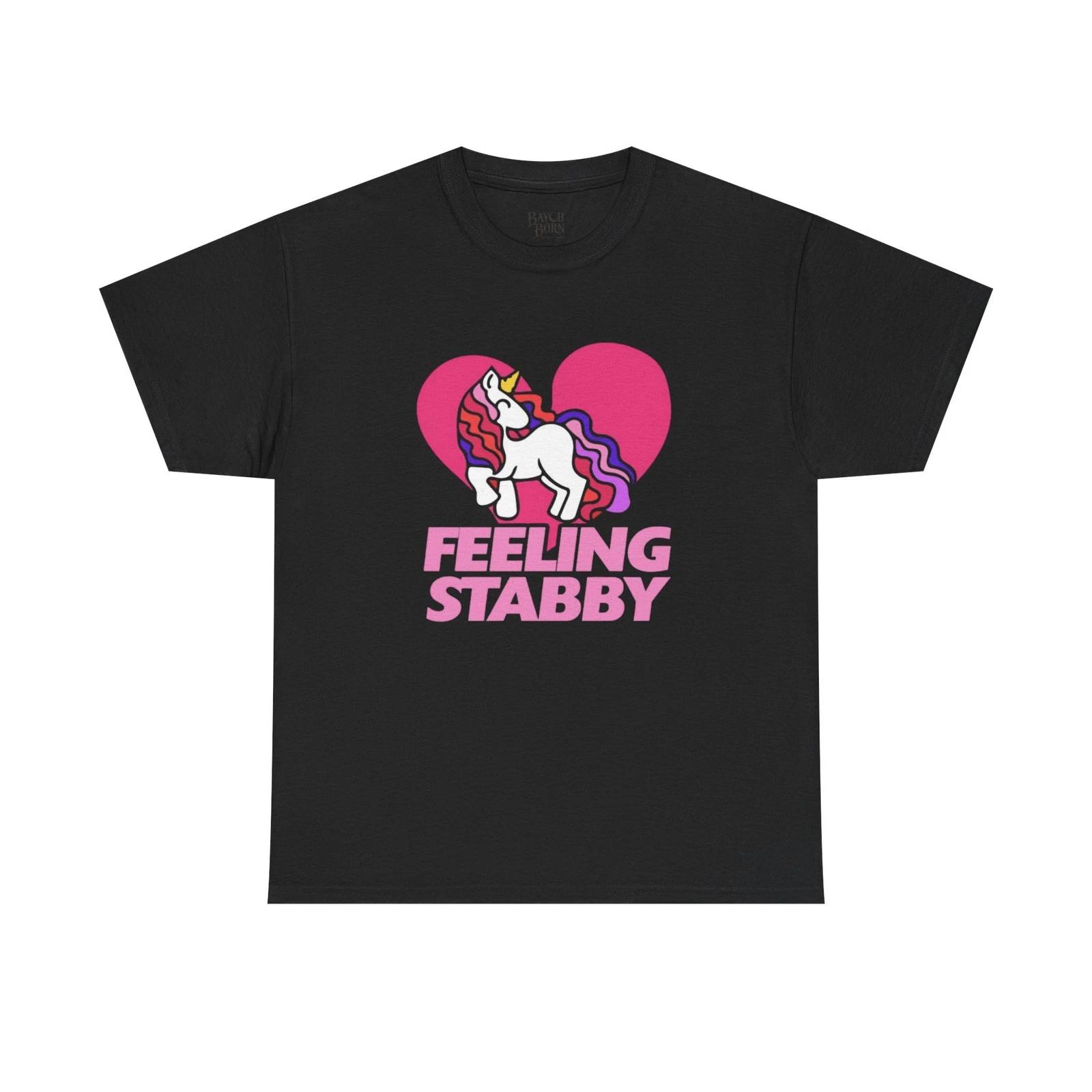Feeling Stabby Unicorn Tee | Cute Dark Humor Heart Graphic L