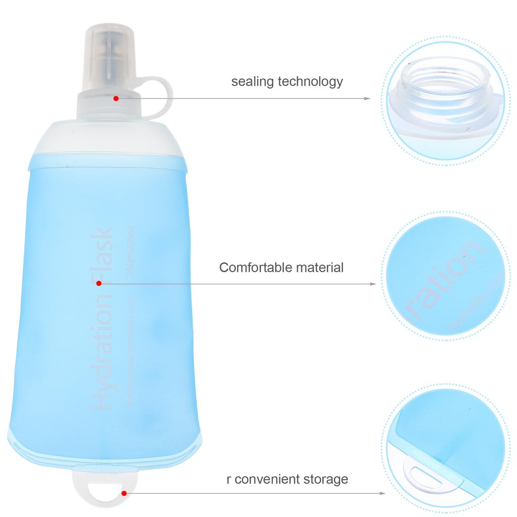 250 Ml Outdoor Sports Water Bottle Portable Soft Flask Collapsible Leakproof Silicone For Running Cycling Hiking Jogging Fitness