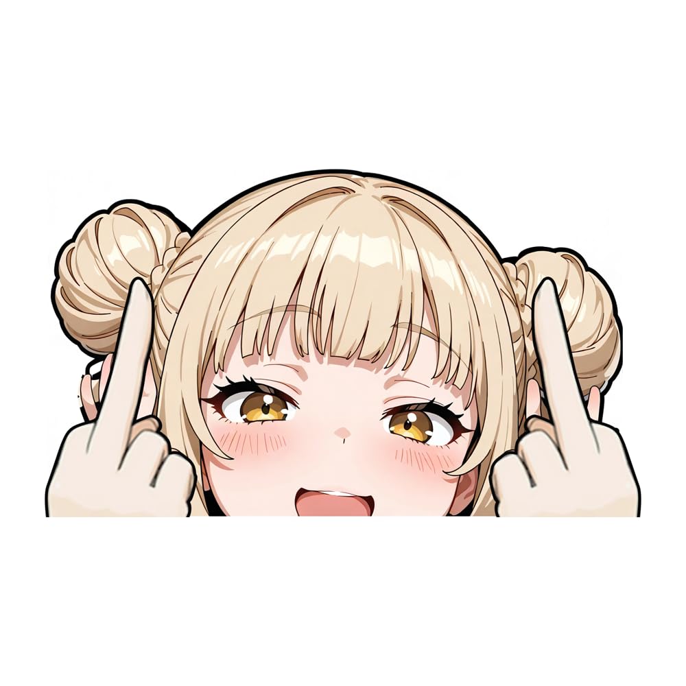 

EARLFAMILY 13cm Funny Moving Hero Girl with Yellow Hair Anime Peeking Chibi Character Anime Vinyl Sticker Decal for and Bumpers Windows, Trunks,