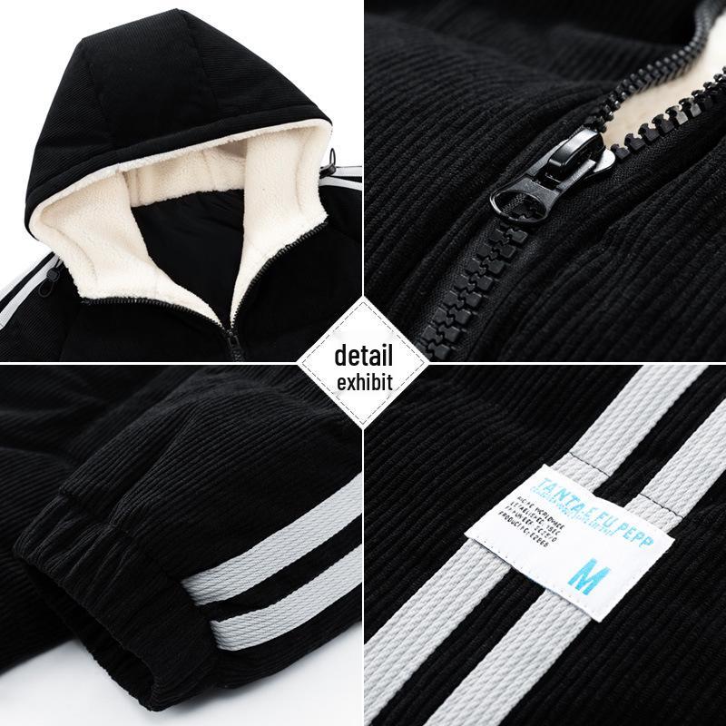 Men's 2025 American Style White Duck Down Striped Winter Jacket - New Style Plus Velvet Thickened Warm Casual Outerwear