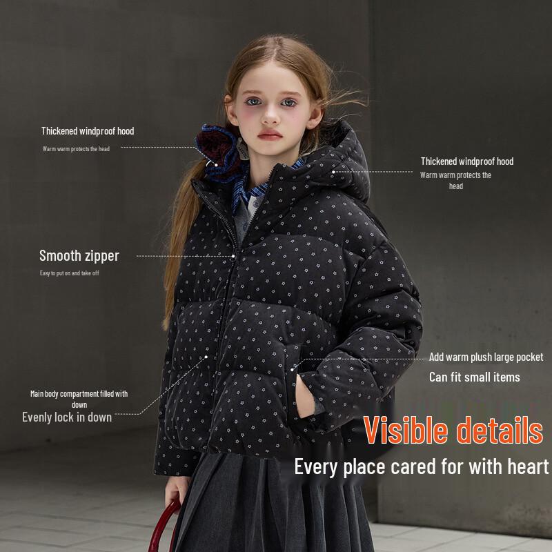 ASK JUNIOR Girls' Hooded Down Jacket