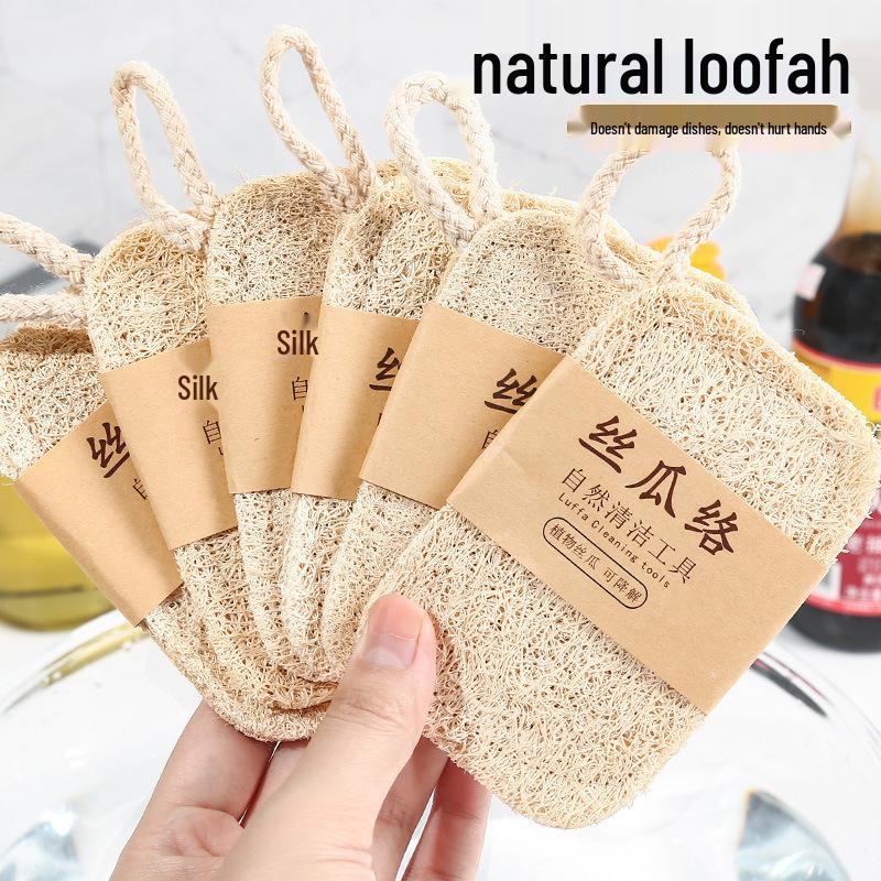 Natural Loofah Dishwashing Scrubber: Durable Pot Brush & Water-Absorbent Sponge for Effortless Non-Stick Oil Cleaning In the Kitchen