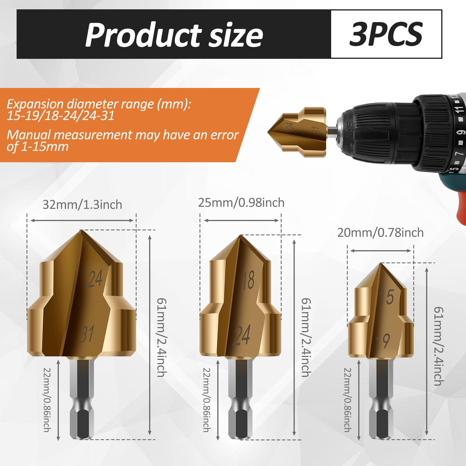 

3Pcs PPR Lifting Stepped Drill Bit Set HSS/Steel Multifunctional Pipe Reaming Drill Bit for Various Water Pipe Hole Expansion