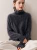 Autumn/Winter 2025 Women's Pure Cashmere Turtleneck Sweater - Solid Color, Loose Knit, Long Sleeve