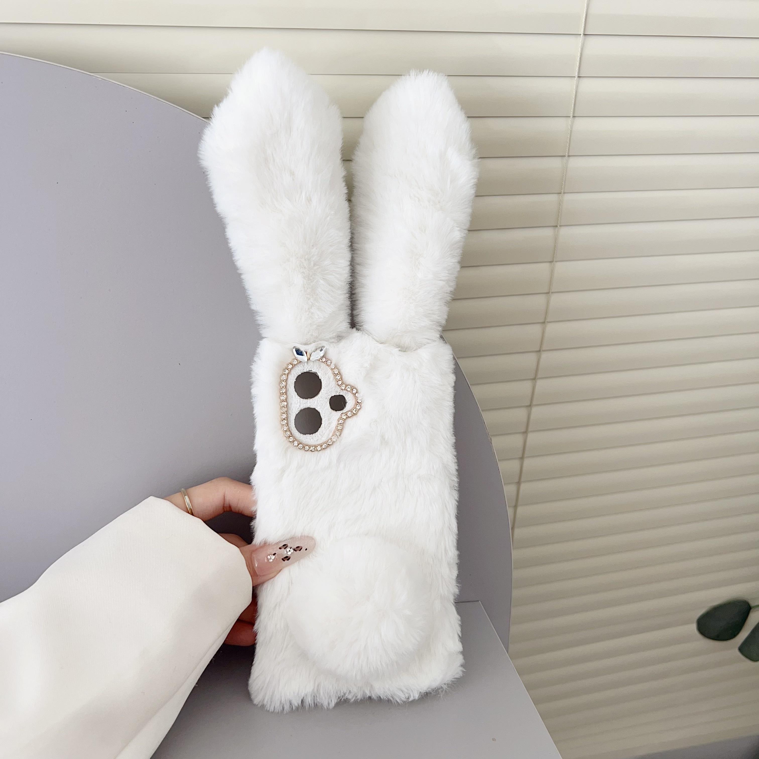 

For Samsung Galaxy S26 Edge Case Plush Cute Bunny Winter Fluffy TPU Phone Cover