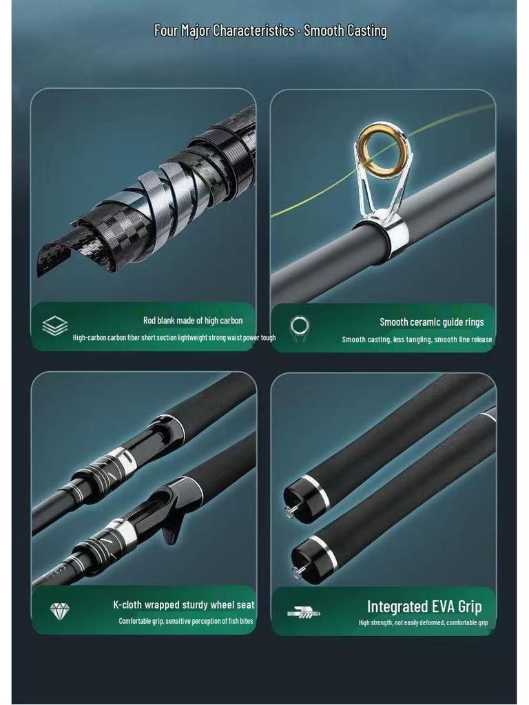 Portable Carbon Fiber Telescopic Mini Lure Rod & Baitcasting Reel Set for Long Cast