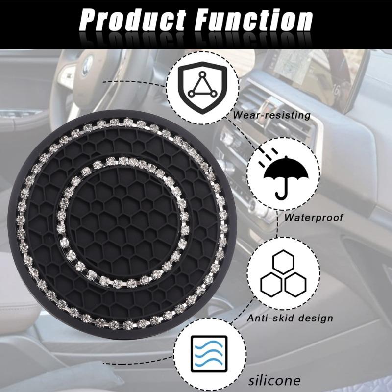 Car Coaster Double Diamond Auto Water Cup Groove Non-slip Pad Honeycomb Heat Insulation Anti Scalding Mat Car Door Groove Mat