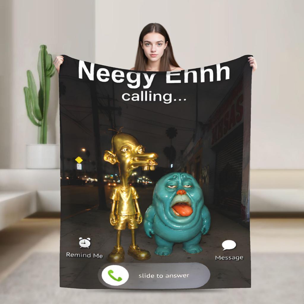 Stylish There is Motion at Your Front Door Neegy Funky Ehh Meme  Blankets Thin Coral Fleece Plush  Cozy Throw Blanket Machine