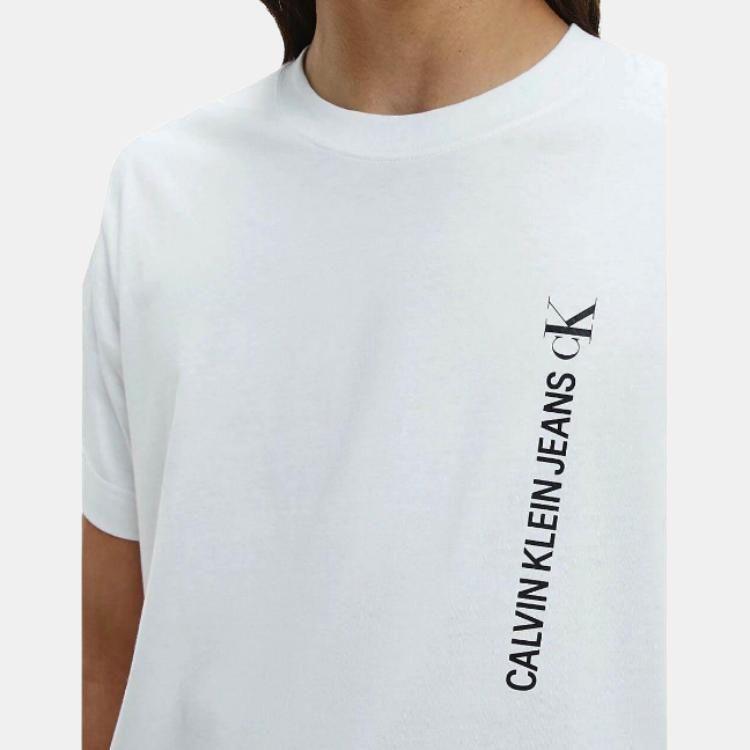 Calvin Klein Letter Print Pattern Crew Neck Short Sleeve T-Shirt Men Tops White J30J318303-YAF