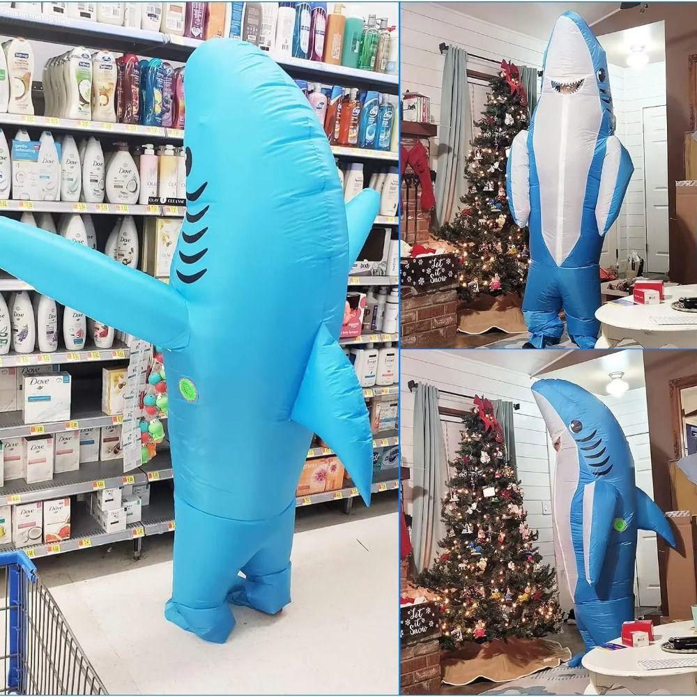 Cute Shark Inflatable Suit Full Body Jumpsuit Halloween Costume  Christmas Carnival