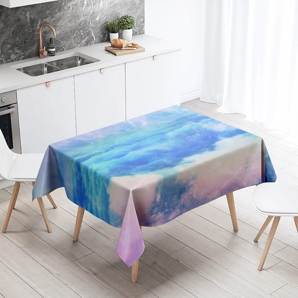 Față de masă color Tie Dye asortată Anti-pete impermeabilă Masă de bucătărie dreptunghiulară Decorare acasă