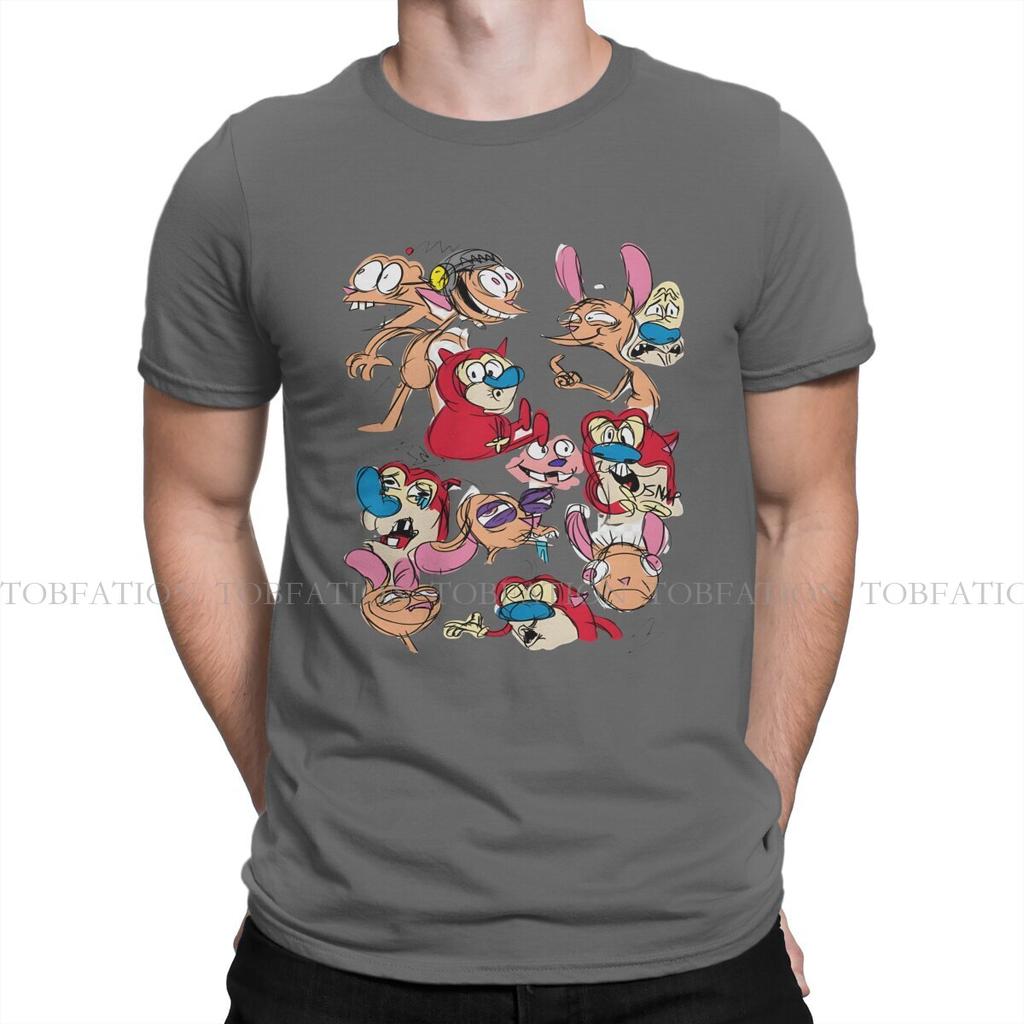ZX Show The Ren  Stimpy Show Anime Men T Shirt Cotton Fashion ONeck TShirt Harajuku Streetwear