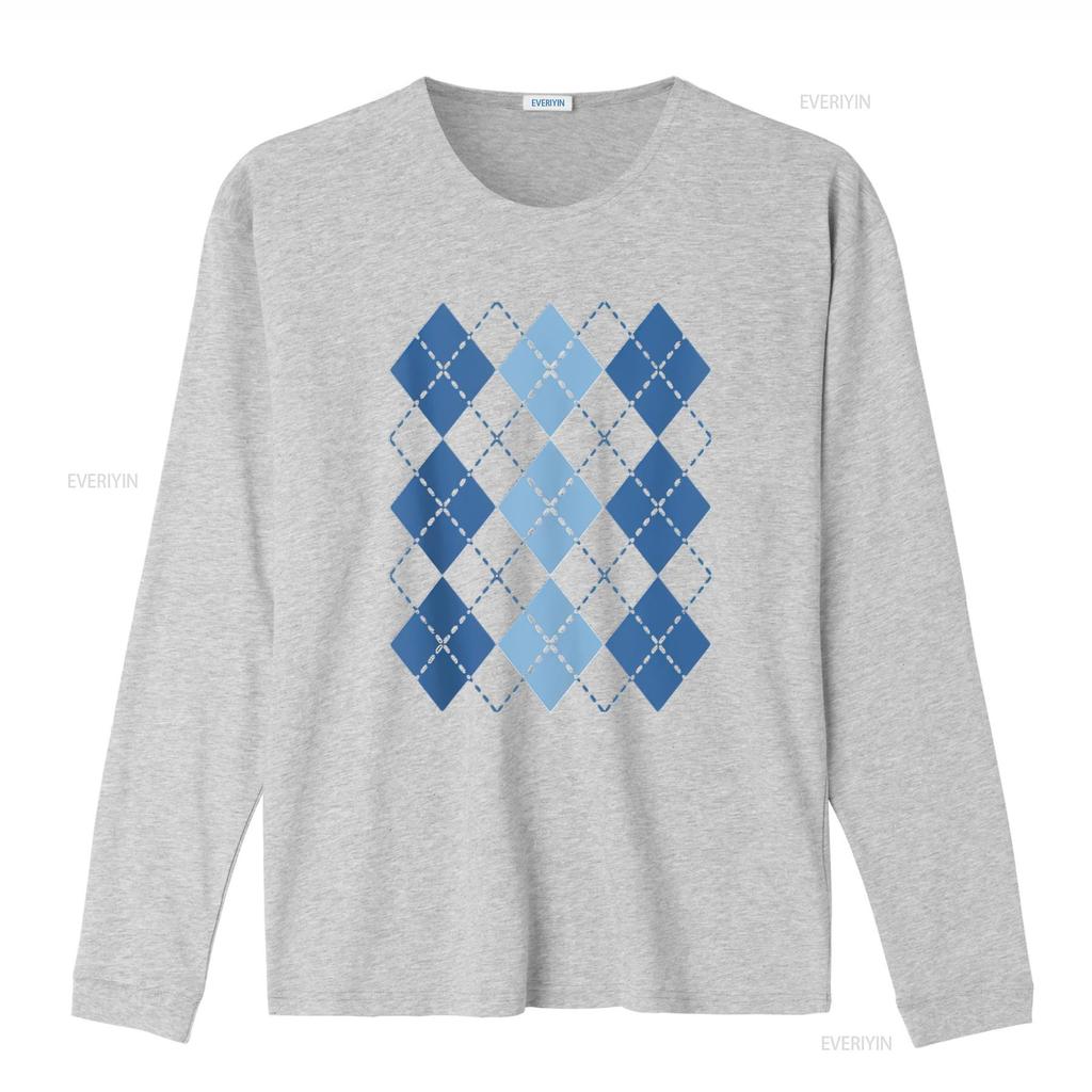 Mens Preppy Plaid Argyle Stylish Fun Faux Sweater Design T Shirt White 3X Large vintage Washed Unisex Casual streetwear homme