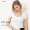 CANVAUS T-shirt da donna con collo quadrato a maniche corte con filo estivo. Camicia da donna slim in cotone