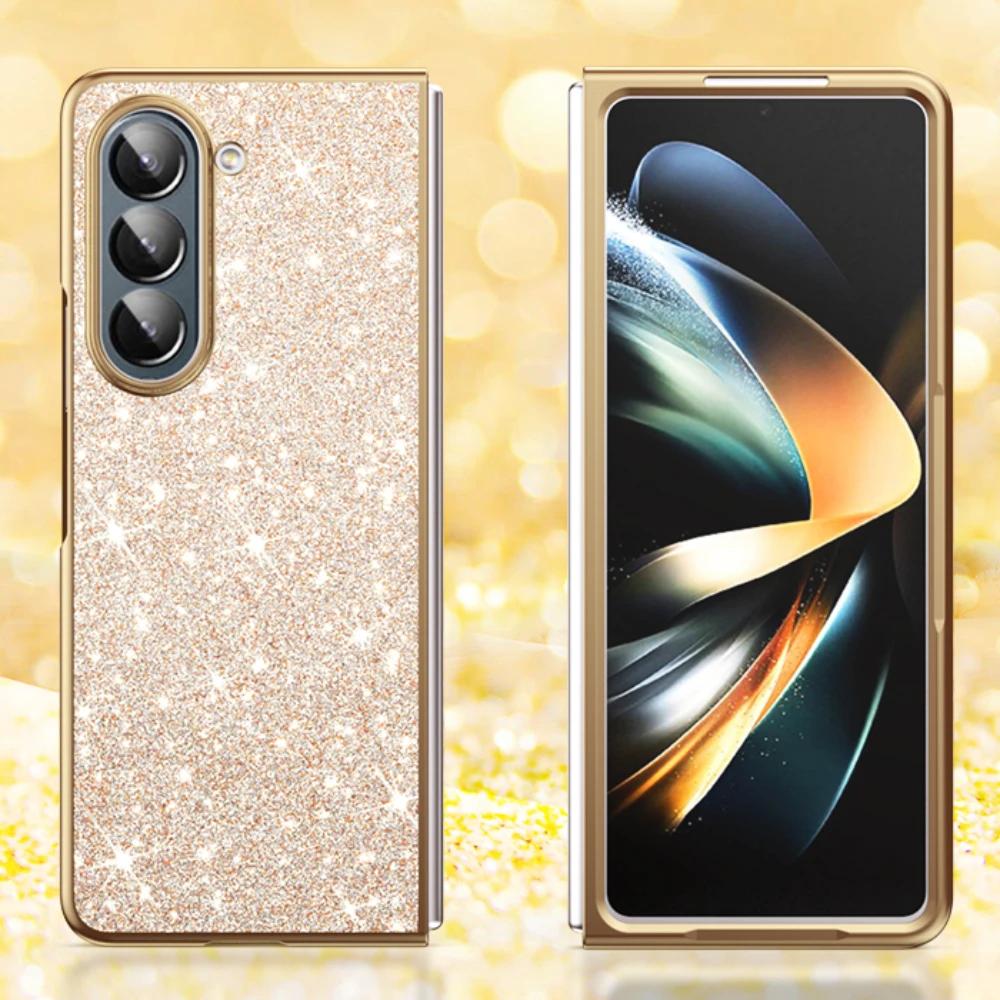 Plating Bling Glitter Phone Case For Samsung Galaxy Z Fold 7 6 5 4 Hard Plastic Shockproof Cover
