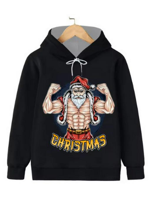 2025 Loose Fit Outdoor Sports Hoodie with 3D Santa Claus Christmas Print