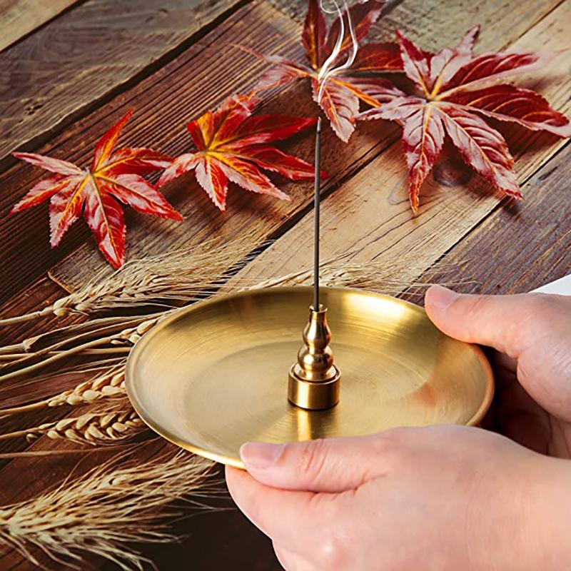 Creative Metal Incense Burner Brass Gourd&9 Holes Incense Holder Incense Plate Ash Catcher Buddhism Supplies Home Decor