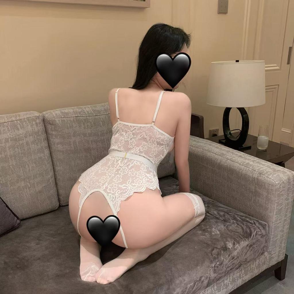 Sexy perspective no-take-off onesie bow suspender lace empty lingerie scheming woman