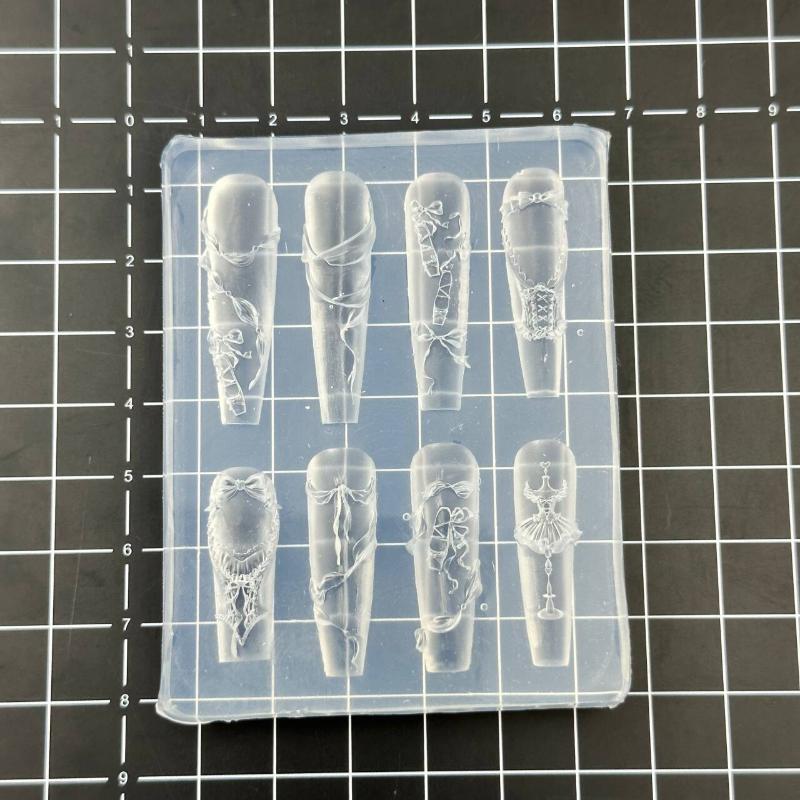 French Lace Chain Flowers 3D Acrylic Mold Swan Nail Art Decorations Diy Silicone Decorated Nail Art Templates Nails Mold Tool