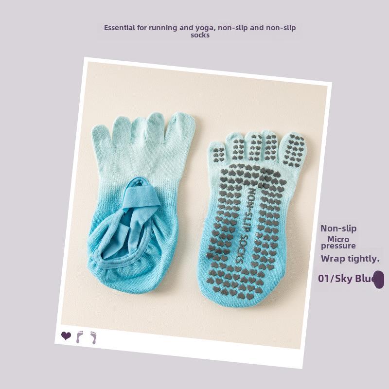 

Нескользящие женские носки Gradient Tie-Dye Five-Finger для йоги и пилатеса 36-41 небесно-голубой
