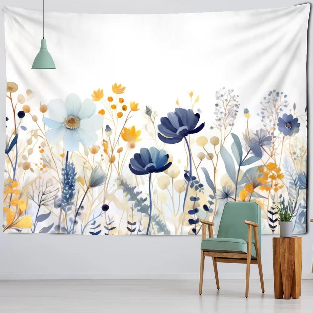 Boho Nature Landscape Floral Green Plants Tapestry Wall Hanging Fern Leaves Aesthetic Room Home Decor