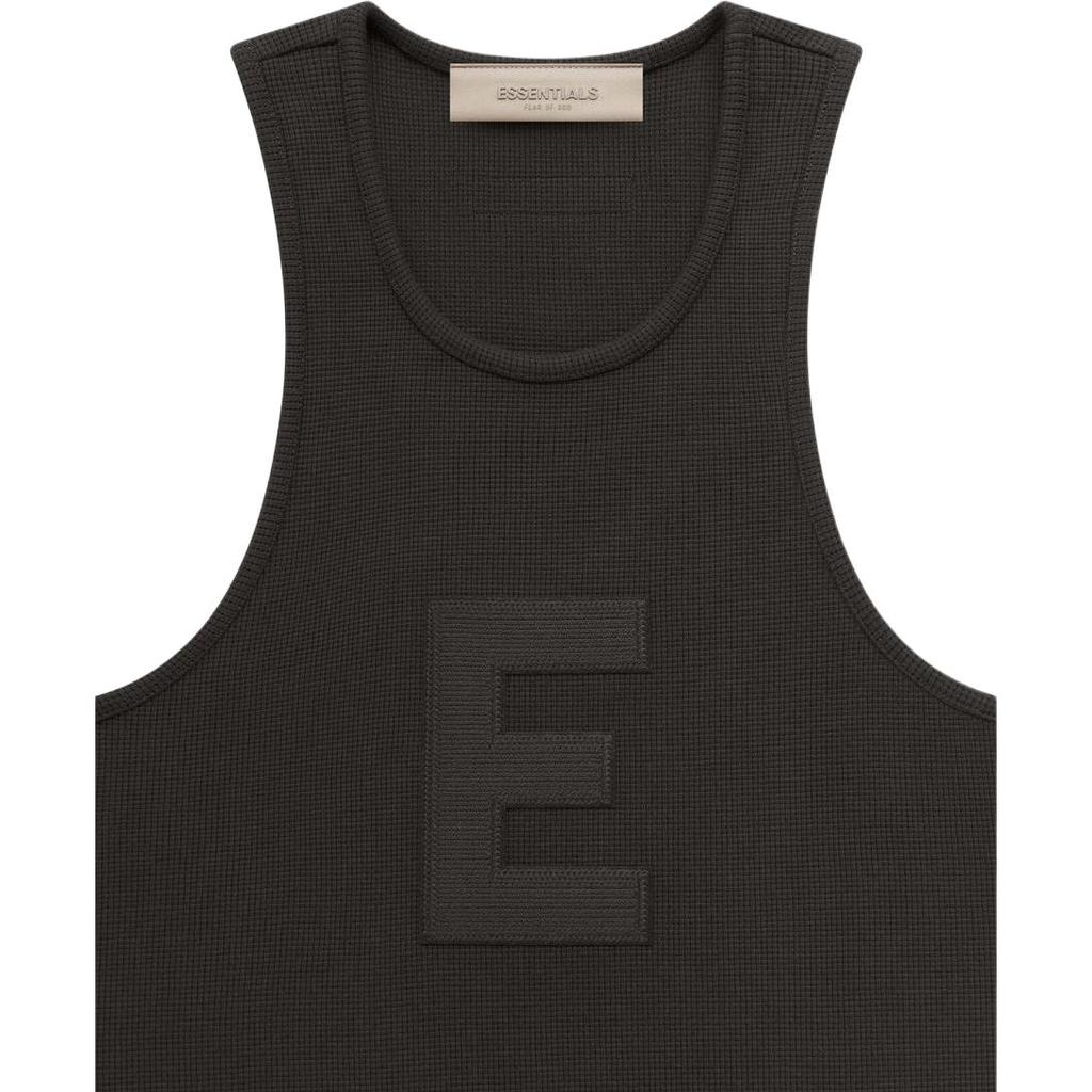 Fear of God Essentials Waffle Knit Solid Color Tank Top Women Tops Off-Black FOG-SS23-238