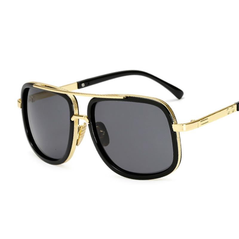 Classic Designer Flat Top Mirror Sunglasses Square Gold Frame Unisex Superstar Oversized UV Protection Men Women Fashion