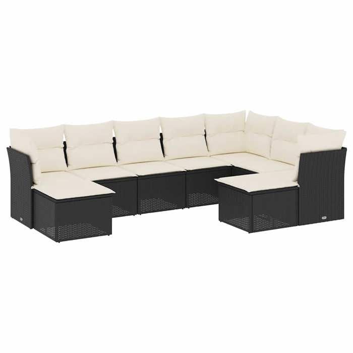 VidaXL Salon de Jardin avec Coussins 9 pcs, Canapés avec Pieds Réglables, Ensemble de Meubles d'Extérieur Patio Terrasse, 3250405