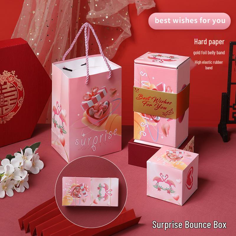 Douyin-Style Birthday Surprise Box: Popping Red Envelopes & Flying Confetti Explosion Gift