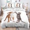 Cat Themed Bedding Set Cute Pet Pattern Down Duvet and Pillowcase 2/3 Pieces of Microfiber Fabric Washable and Quick Drying Home Decoration