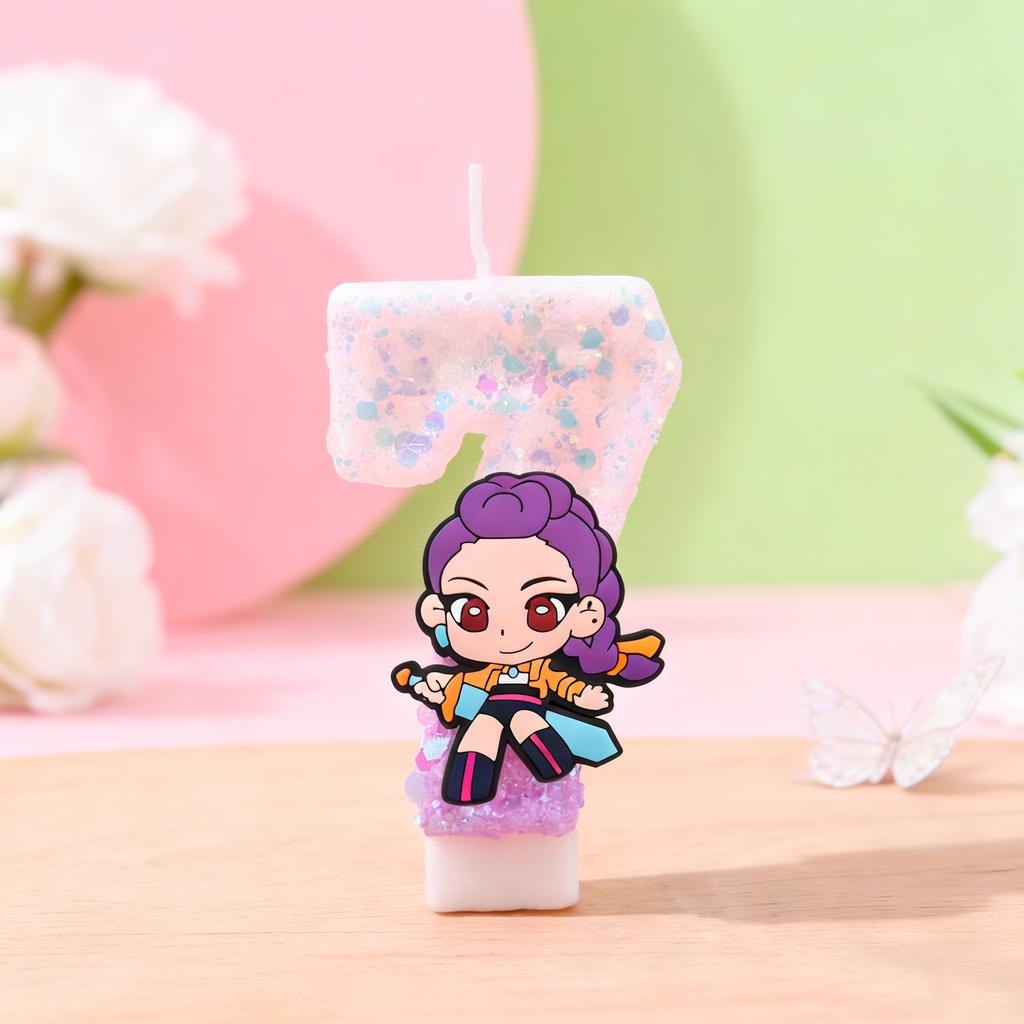 Kpop Demon Hunter Themed Candles for 5-9 Year Old Kids Birthday Parties Exquisite Cake Decorations Party Favors Supplies